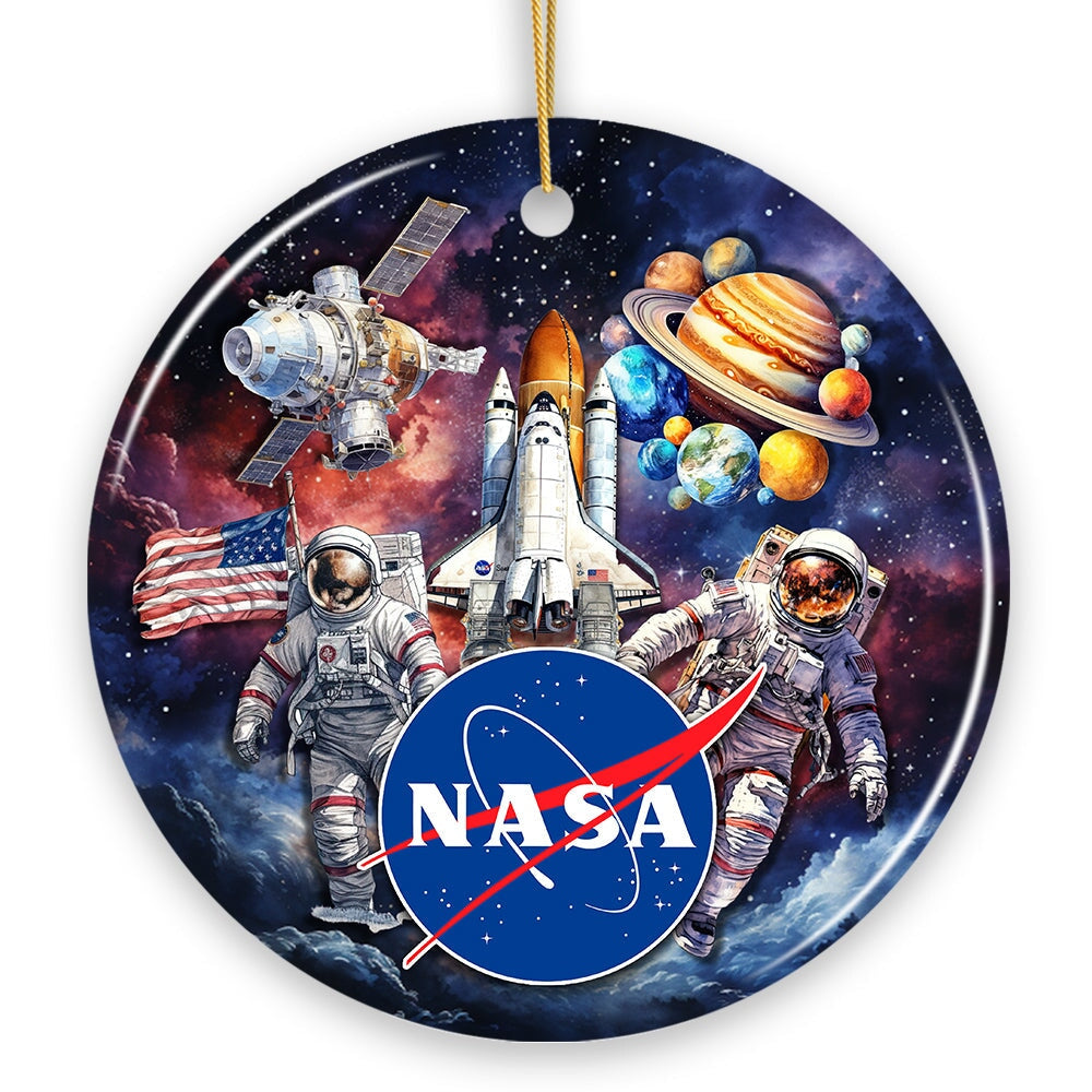 Artistic NASA Handcrafted Christmas Ornament, Astronaut in Outer Space with the Planets
