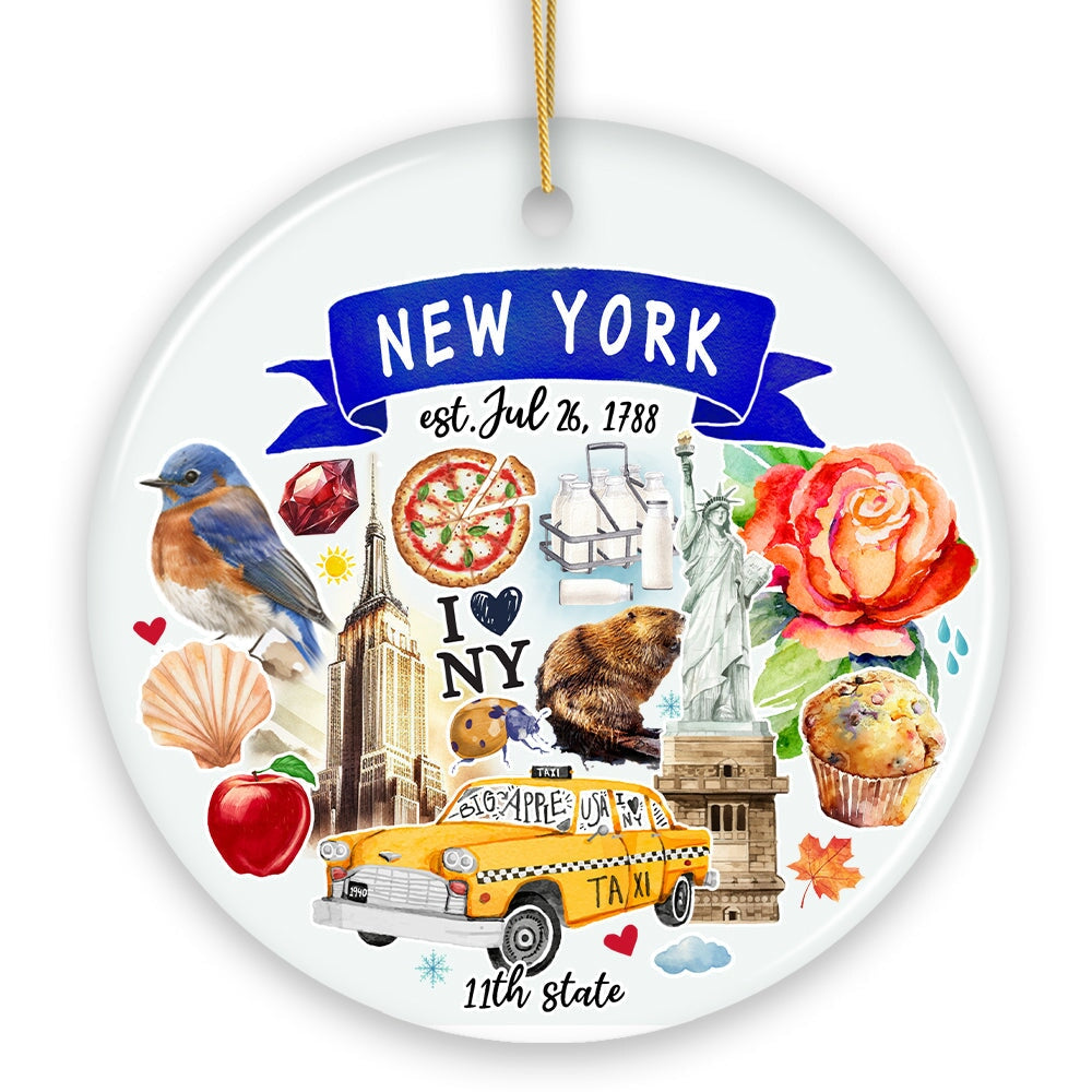 Artistic New York State Themes and Landmarks Christmas Ornament