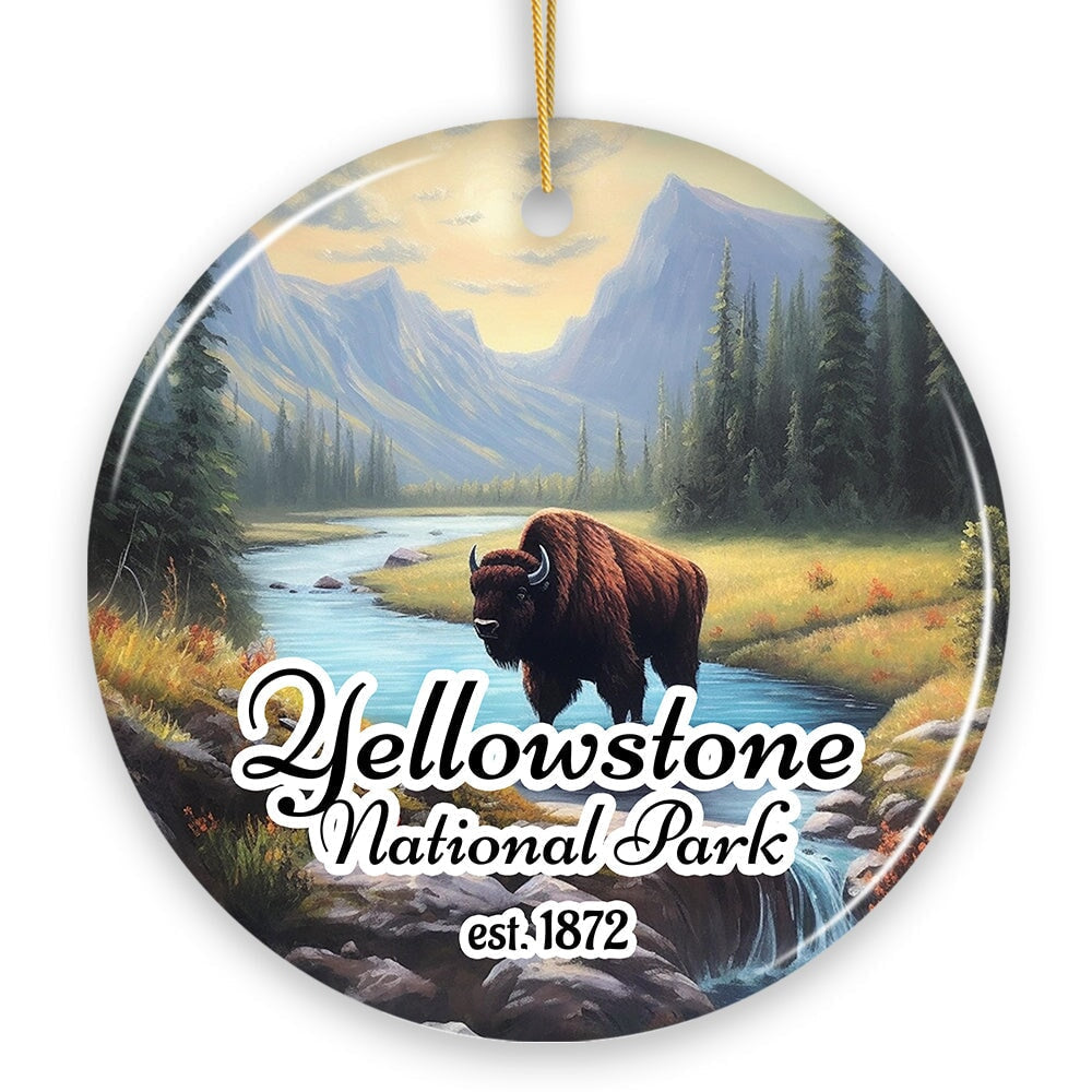 Artistic Yellowstone National Park Christmas Ornament, Gift for Nature Lovers