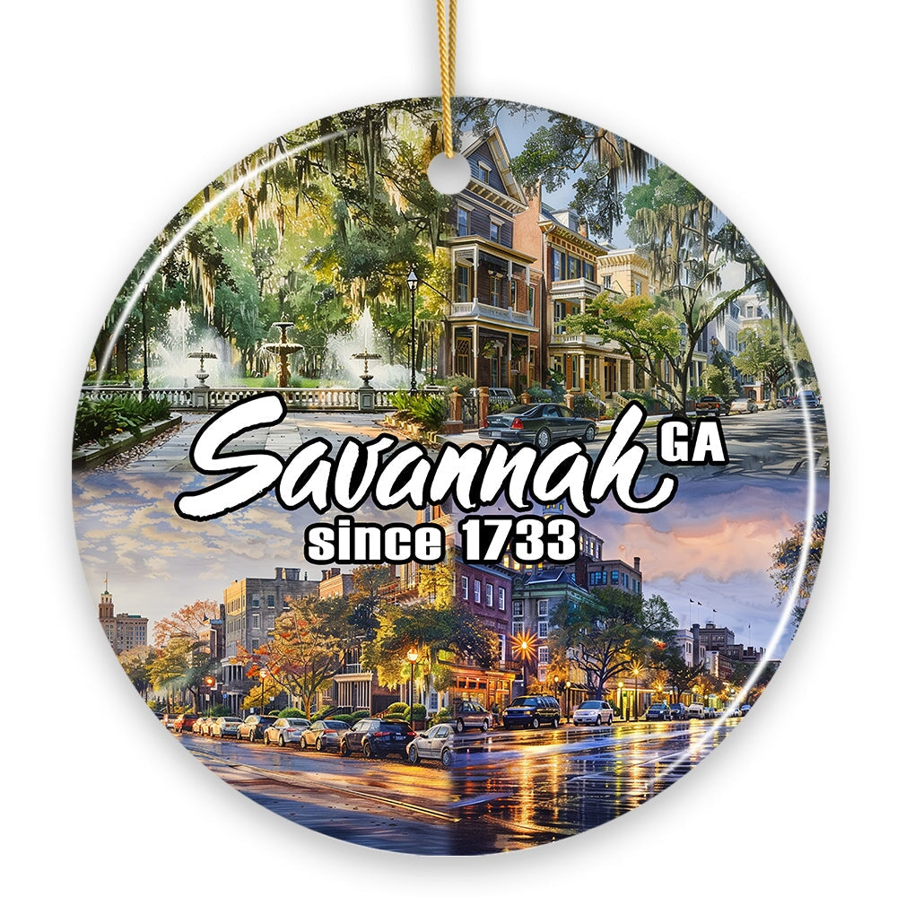 Artistically Scenic Savannah Ornament, Georgia Historical City and Nature Christmas Ornament
