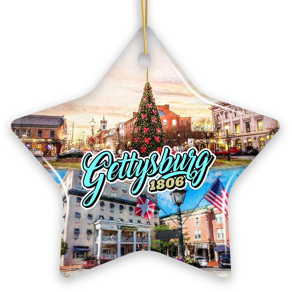 Charming Town of Gettysburg Ornament, Historical Vintage Pennsylvania Christmas Keepsake