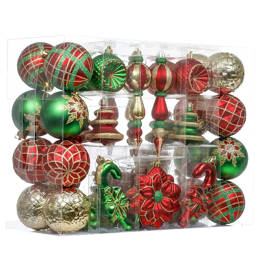 Christmas Sensation Mega Holiday Ornament Set, 108 Unique Baubles, Trees, Candycanes, and Snowflakes