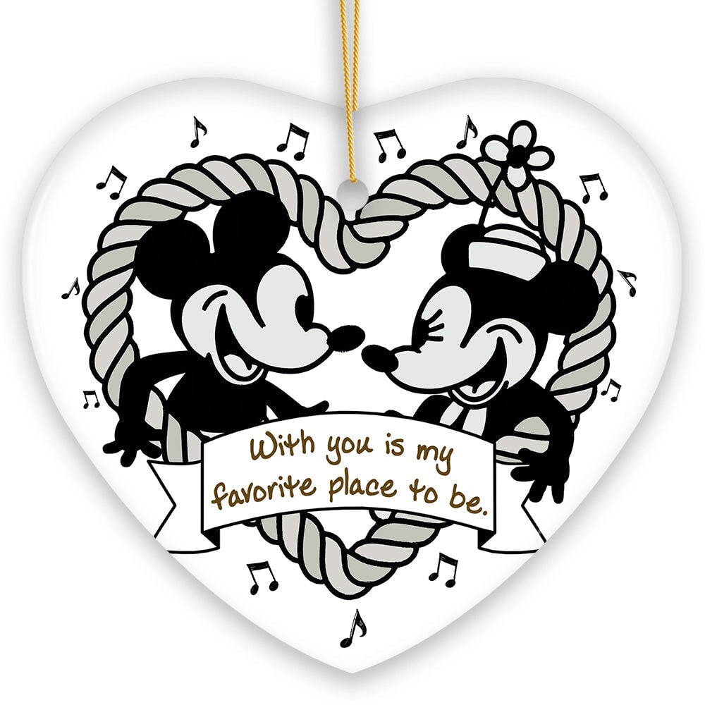 Cute Mouse Couple Love Quote Ornament, Classic Steamboat Willie Christmas Gift and Decor