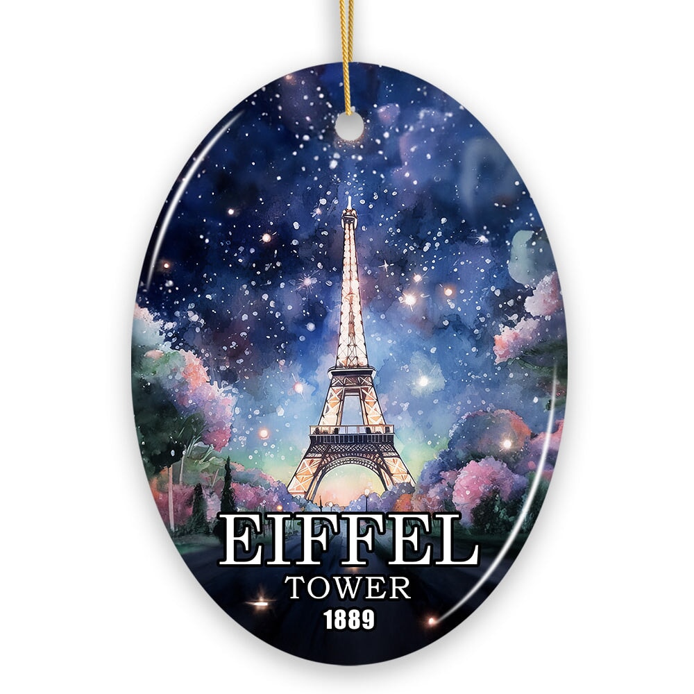 Eiffel Tower Majestic Night View Christmas Ornament, France Souvenir and Gift