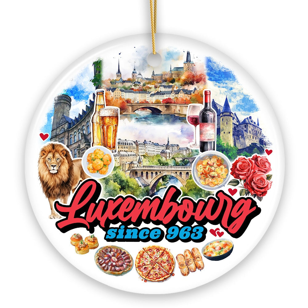 Enchanting Luxembourg Christmas Ornament, European Heritage of Castle and Landmarks Keepsake