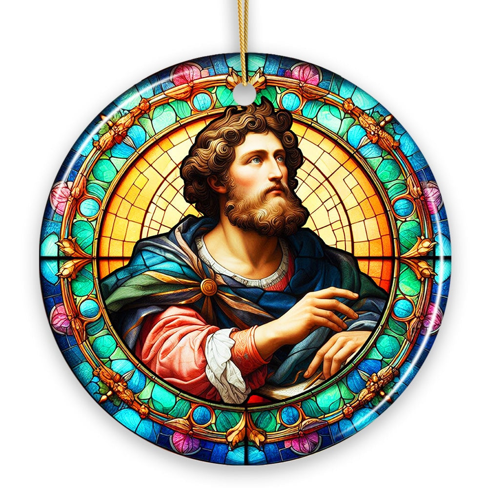 Enlightened Man Renaissance Italy Painting Ornament, Artistic Stained Glass Themed Medieval Christmas Gift