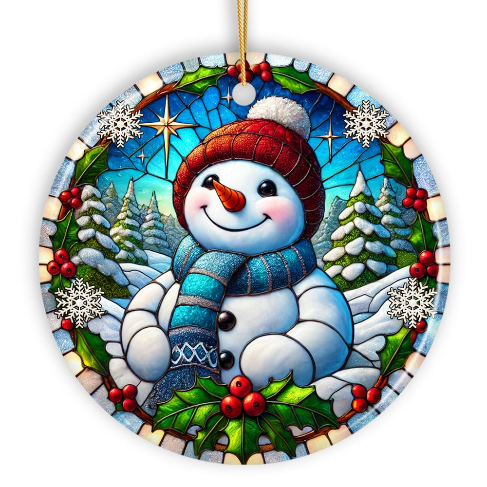 Frosty and Holly Snowman Ornament, Gift and Decor for Cheerful Winter Christmas Tree