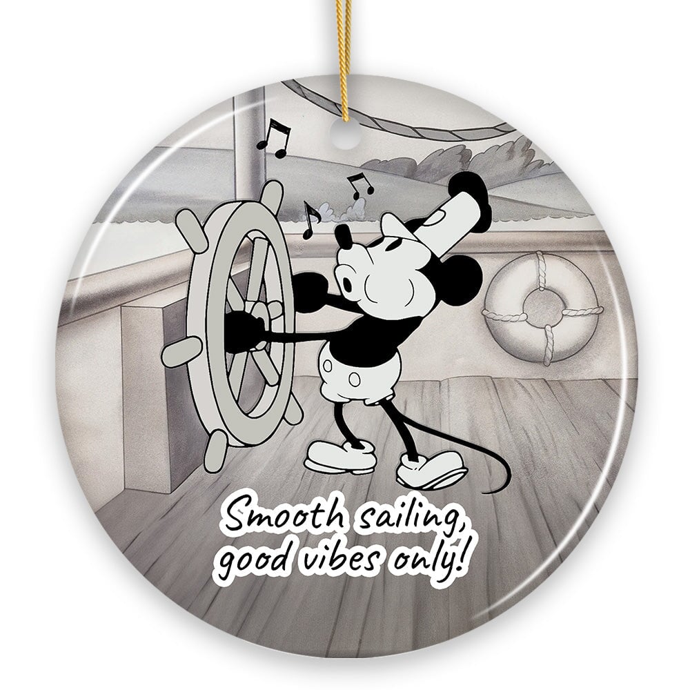 Funny Mouse Sailing Quotes Ornament, Classic Steamboat Willie Christmas Keepsake and Decor