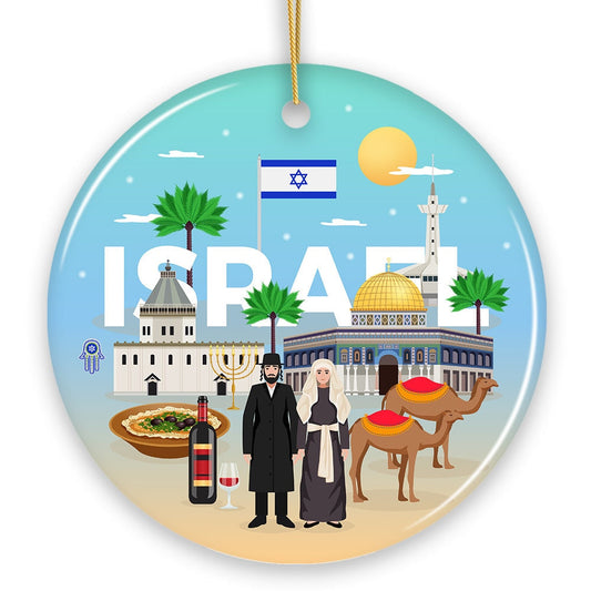 Israel Heritage and Culture Christmas Ornament, Religious Jewish Icons and Star of David