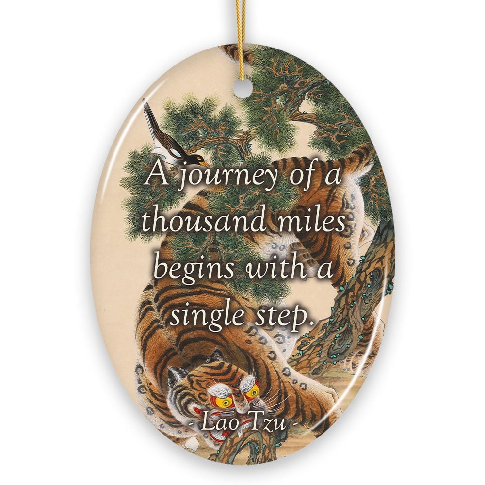 Lao Tzu Inspirational Journey Quote Ceramic Ornament, Enlightening Gift And Decor