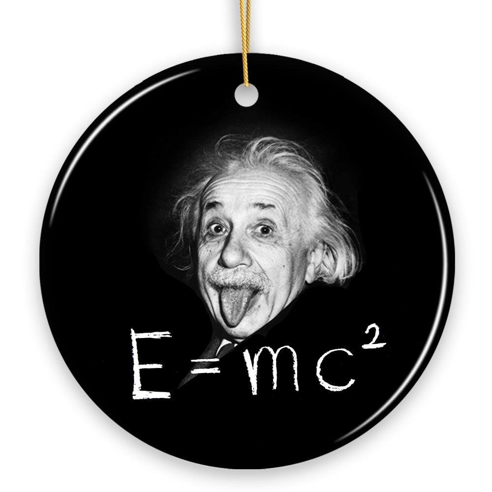 Physics Genius Albert Einstein Ceramic Ornament, Famous Equation E=mc² Keepsake and Decor