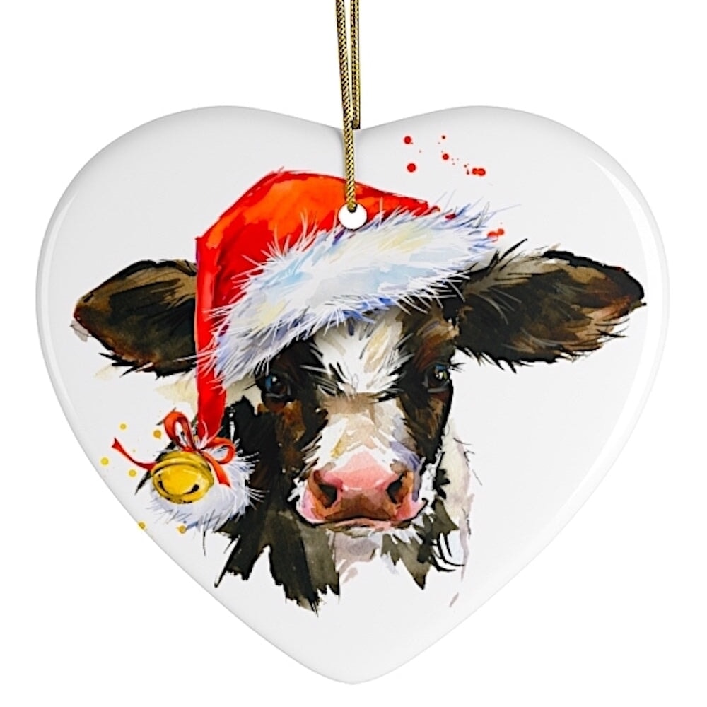 Watercolor Cow Christmas Ornament