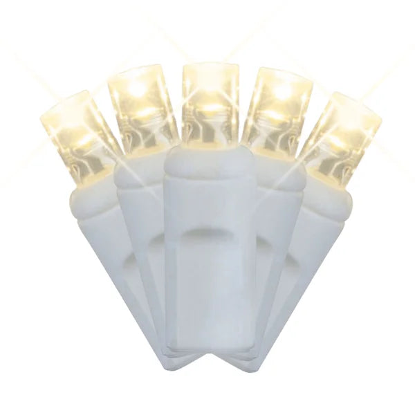 LED Mini Lights 5MM Warm White Twinkle 120v White Wire - 6" Spacing