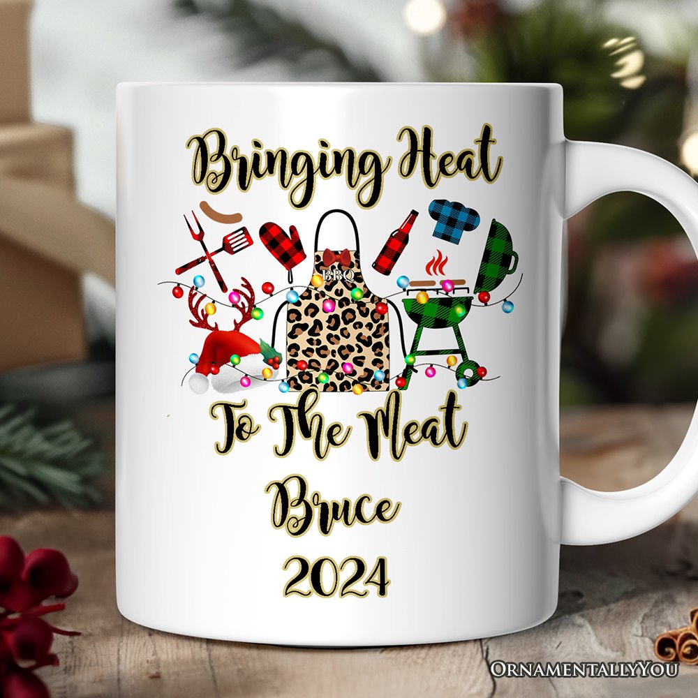 Personalized Mug BBQ Buffalo Plaid Christmas, Barbecue Gift