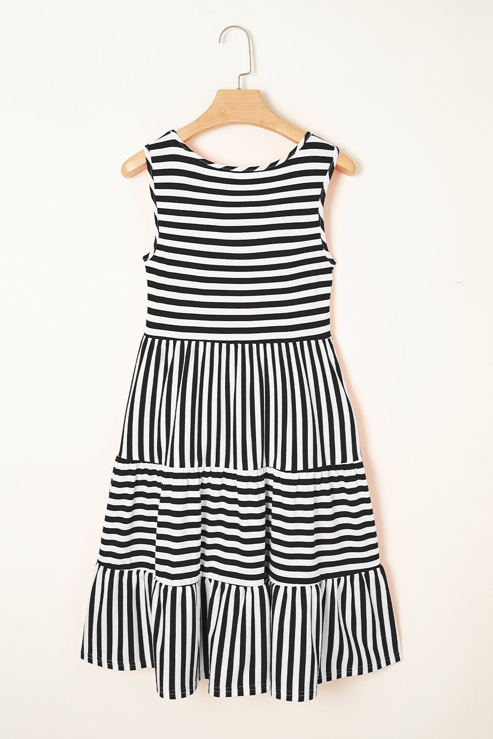Ellie Stripe U Neck Sleeveless Loose Fit Mini Dress