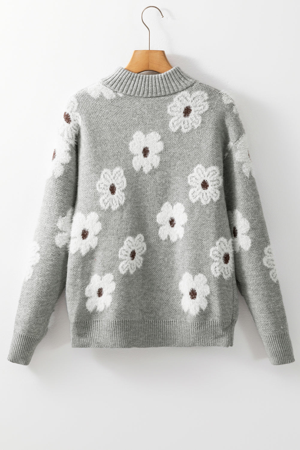 Maria Floral Half Zip Drop Shoulder Sweater