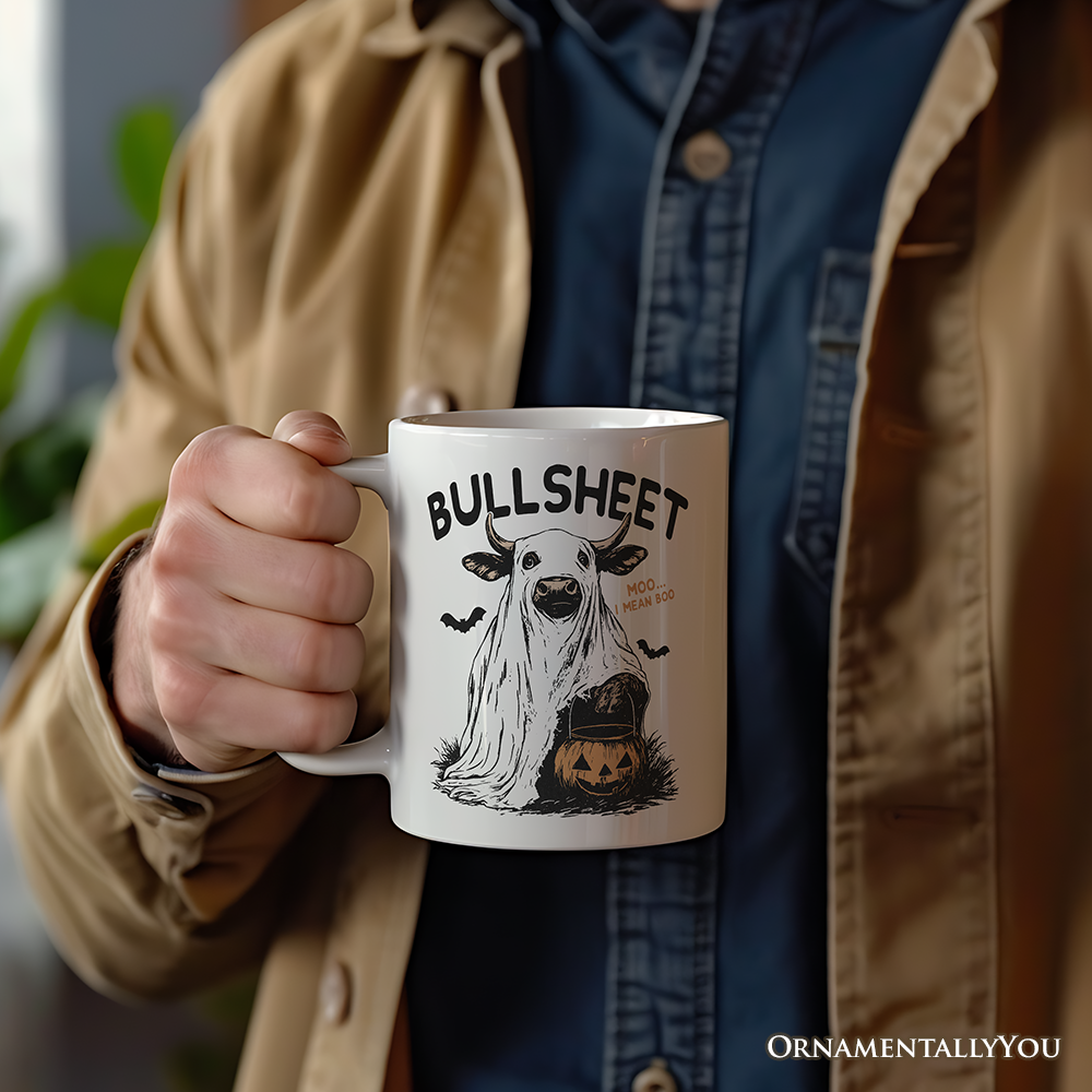 Bullsheet Halloween Bull Personalized Mug, Hilarious Cow Gift with Custom Name