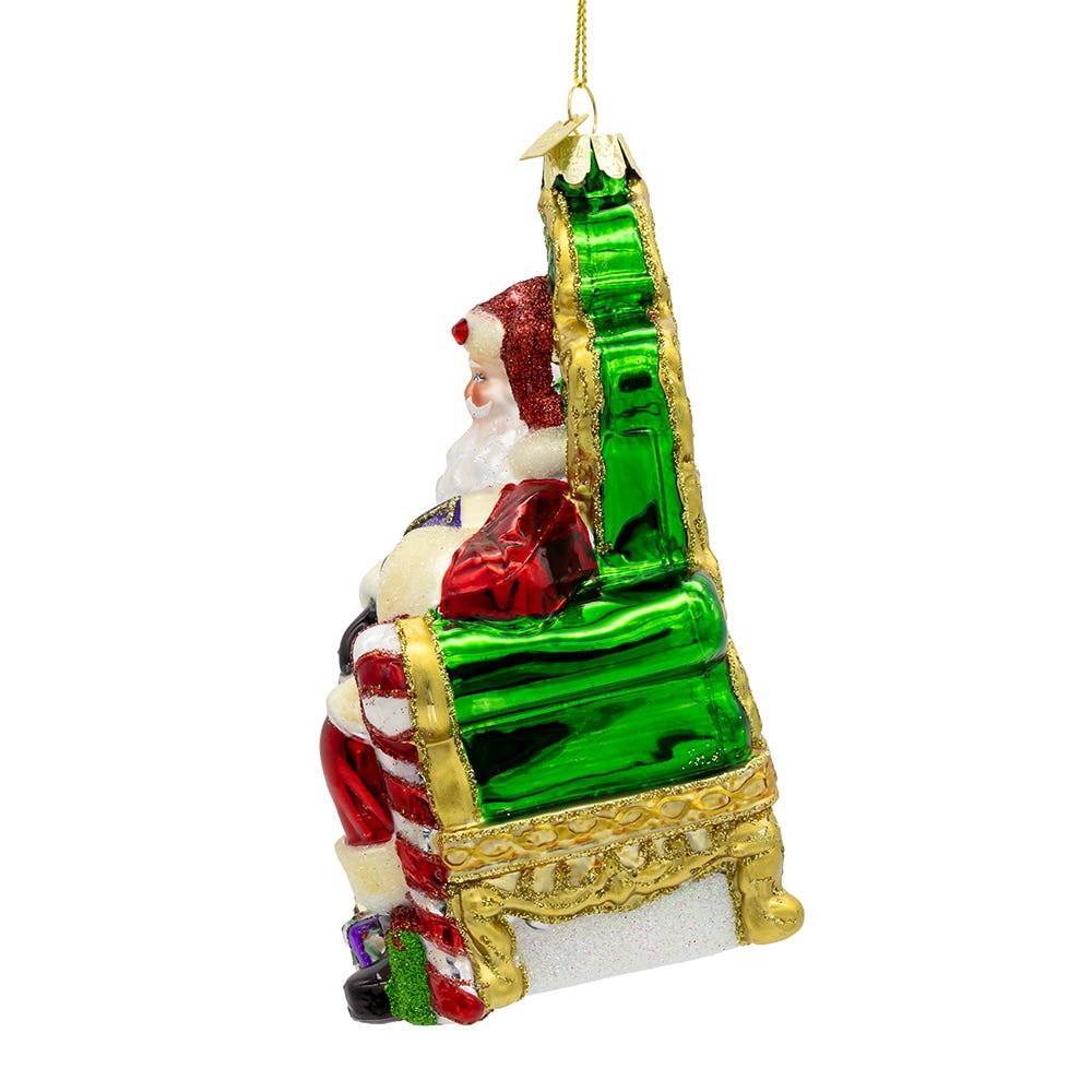 Bellissimo Glass Santa On Throne Ornament