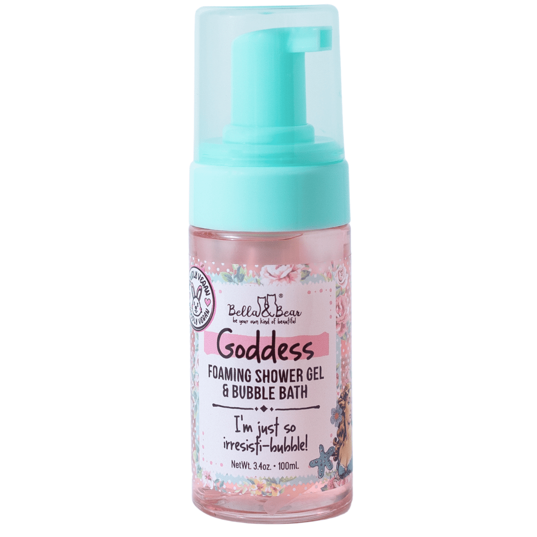 Bella & Bear Goddess Tropical Scented 2 in 1 Foaming Shower Gel & Bubble Bath, Lip Care Set, & Moisturizing Exfoliating Body Scrub Gift Set