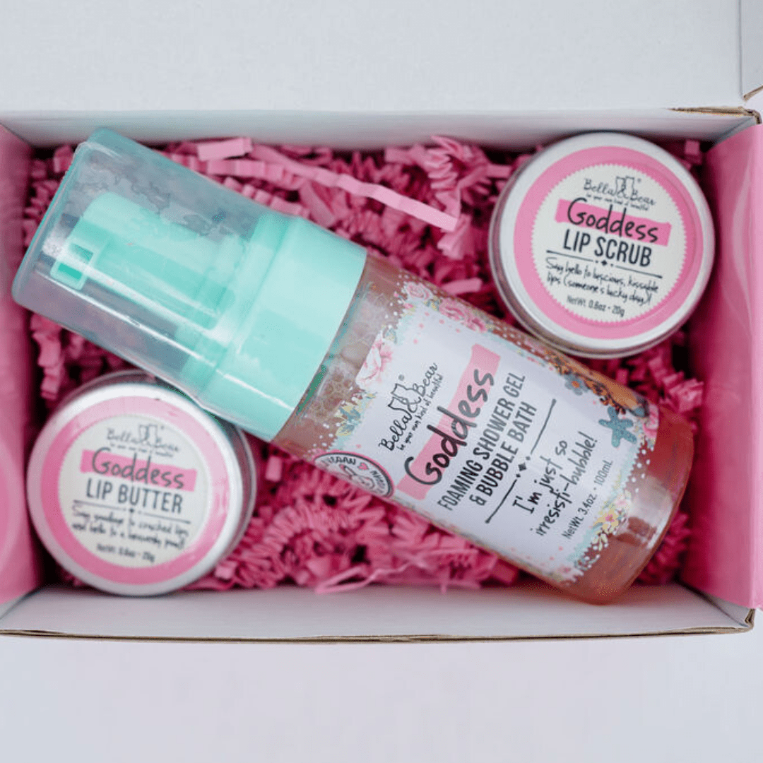 Bella & Bear Goddess Tropical Scented 2 in 1 Foaming Shower Gel & Bubble Bath & Lip Care Mini Gift Set