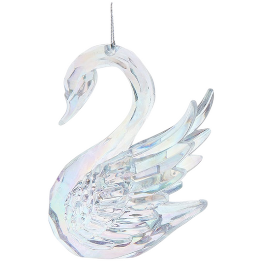 Elegant Clear Acrylic Swan Ornament - 4 Inches