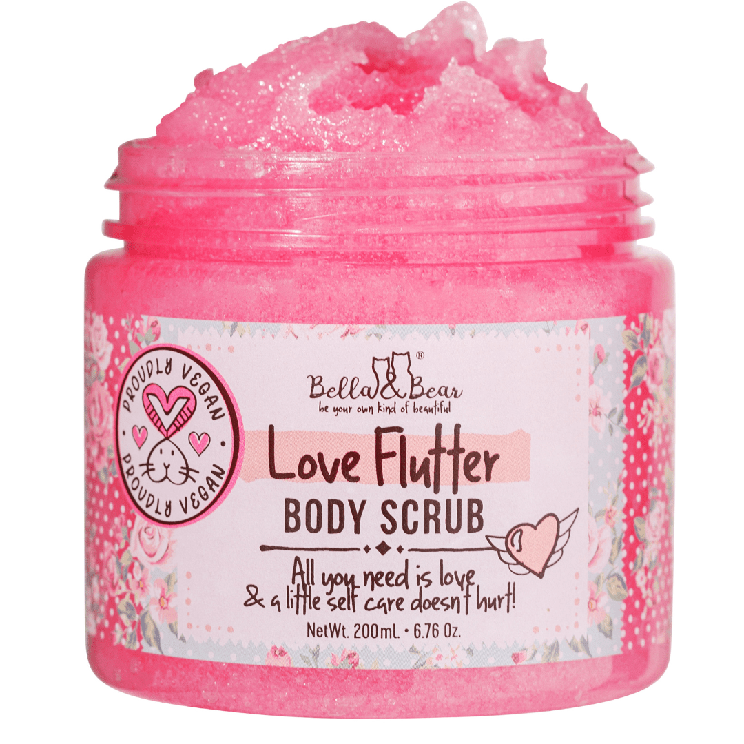 Bella & Bear Love Flutter Gift Set | Body Scrub | Bath Soap | Body Butter - Valentines Gift Set