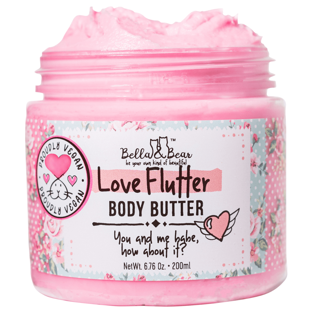 Bella & Bear Love Flutter Gift Set | Body Scrub | Bath Soap | Body Butter - Valentines Gift Set