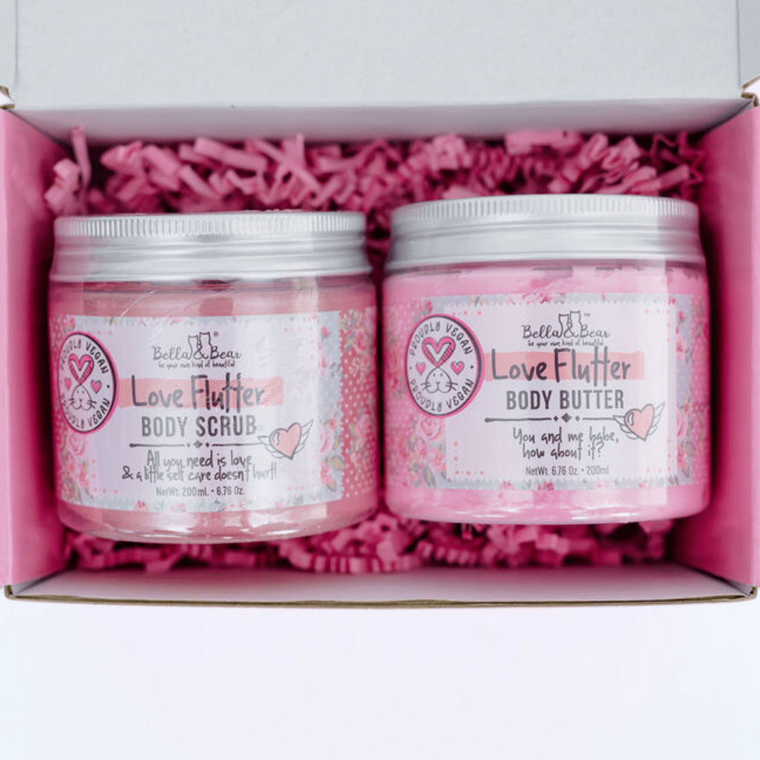 Bella & Bear Love Flutter Gift Set | Body Scrub | Body Butter | Gift
