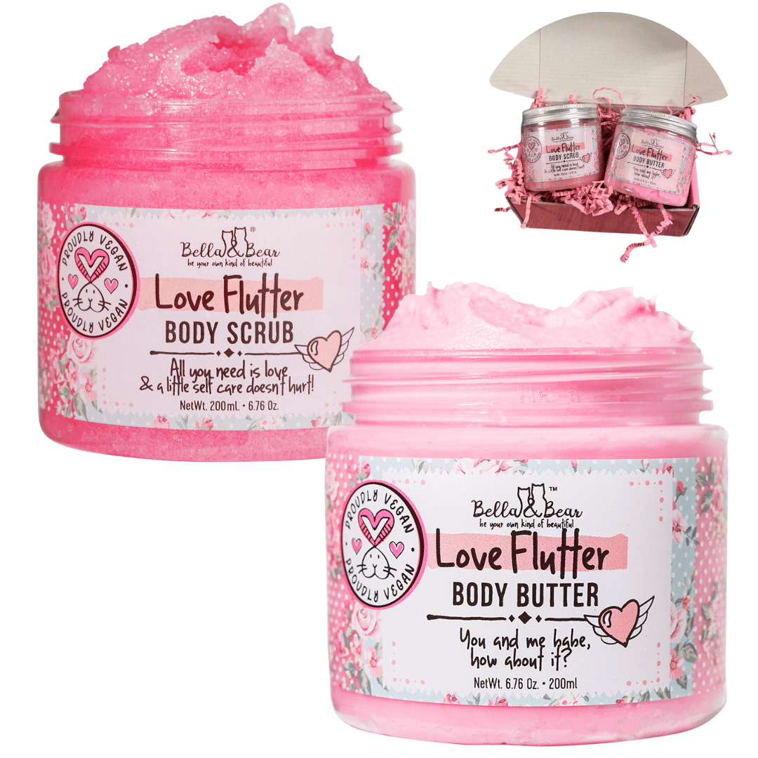 Bella & Bear Love Flutter Gift Set | Body Scrub | Body Butter | Gift