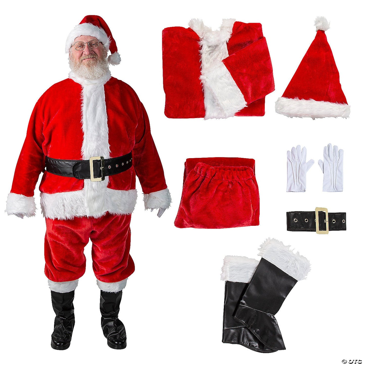 Men's Plus Size Premium Plush Red Santa Suit