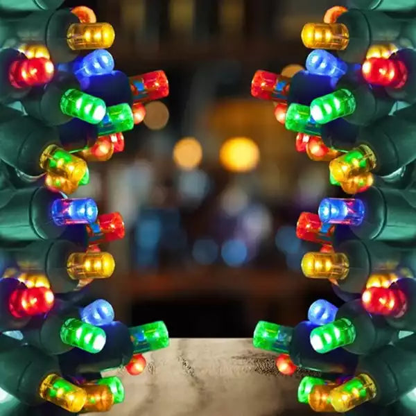 LED Mini Lights 5MM Multicolor Green Wire 6" Spacing
