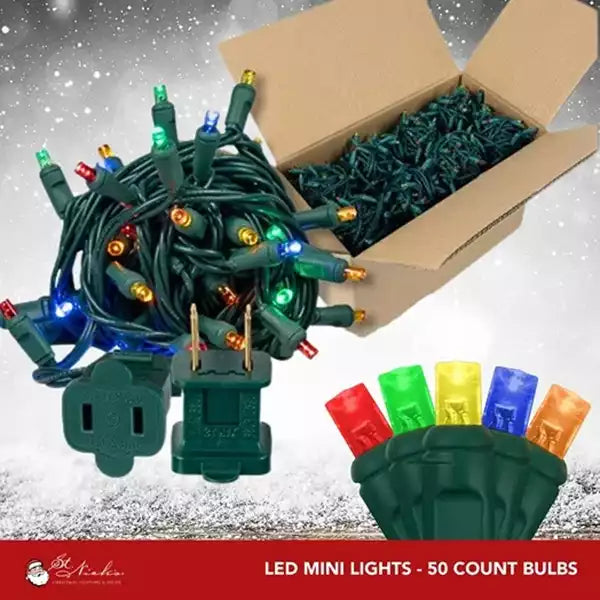 LED Mini Lights 5MM Multicolor Green Wire 6" Spacing