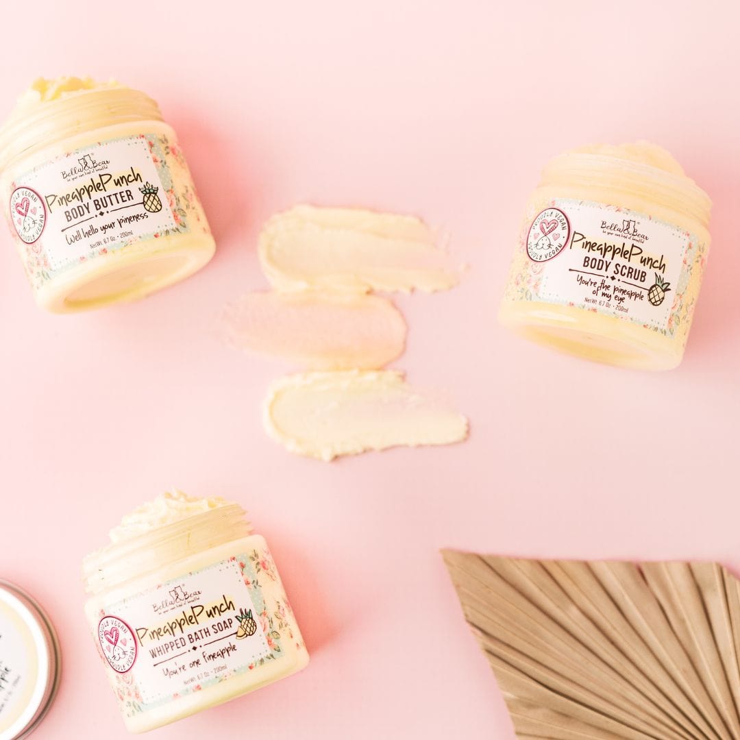 Bella & Bear Pineapple Punch Whipped Bath Soap, Moisturizing Wash 3.4oz