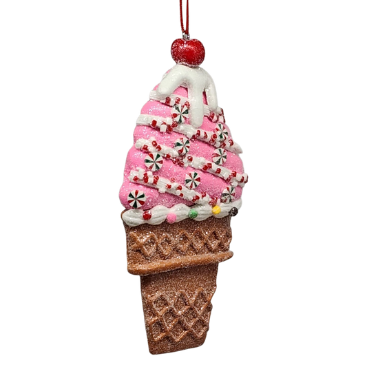Claydough Ice Cream Ornament - Strawberry