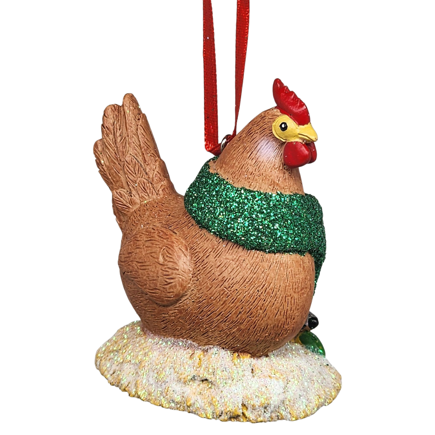 Festive Chicken with Holiday Lights Ornament