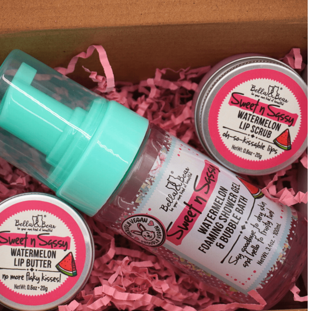 Bella & Bear Sweet 'n' Sassy Mini Bath & Body Gift Set with Foaming Shower Gel & Lip Set