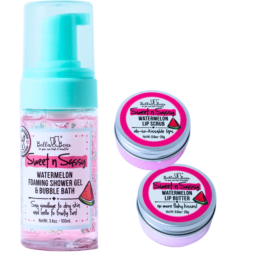Bella & Bear Sweet 'n' Sassy Mini Bath & Body Gift Set with Foaming Shower Gel & Lip Set