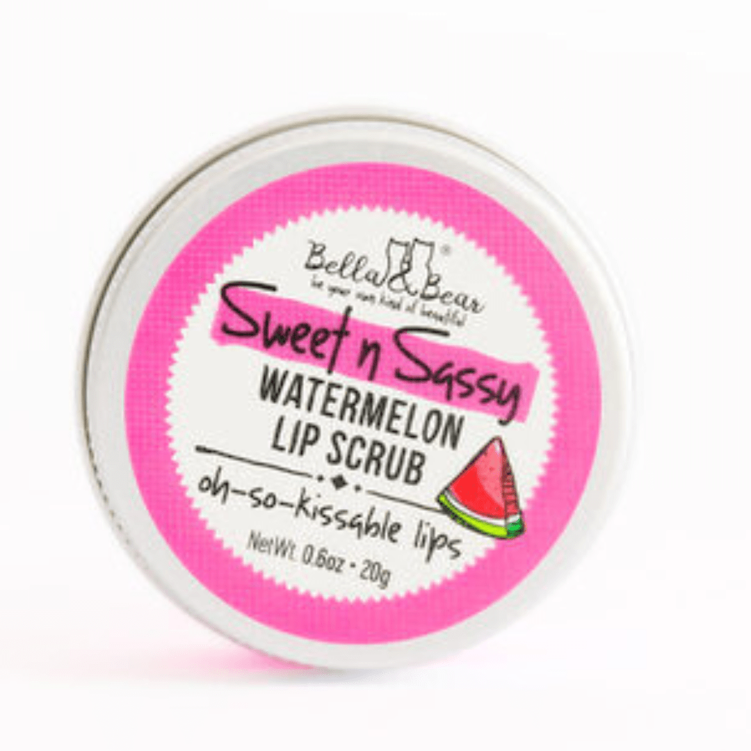 Bella & Bear Sweet 'n' Sassy Watermelon Gift Set Foaming Body Wash & Bubble Bath, Body Scrub, Lip Butter & Lip Scrub
