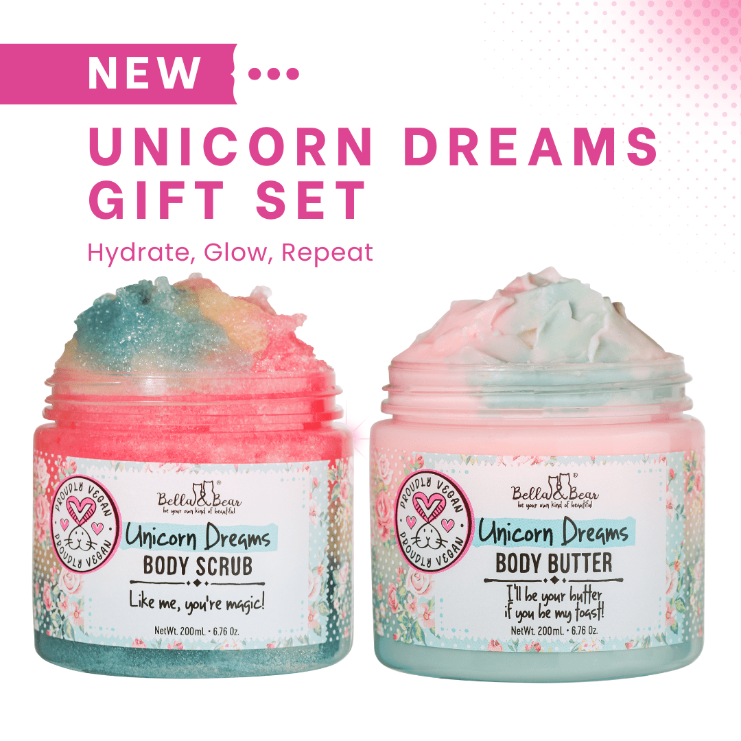 Bella & Bear Unicorn Gift Set - 3-in-1 Body Scrub & Body Butter