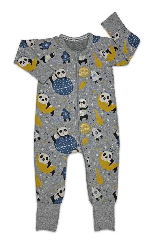 Space Pandas, Gray Baby Pajamas