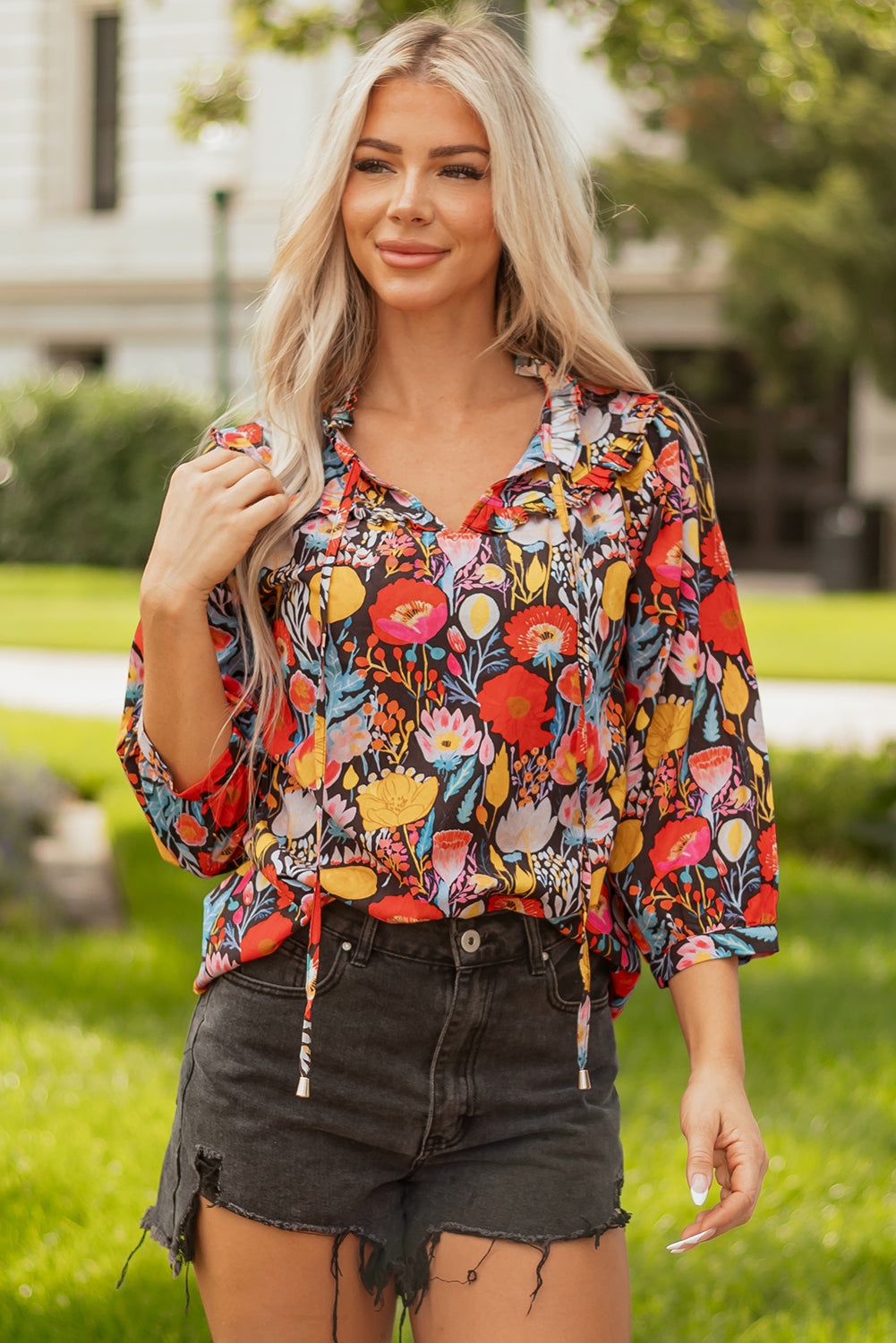 Amara Puff Sleeve Tied Blouse