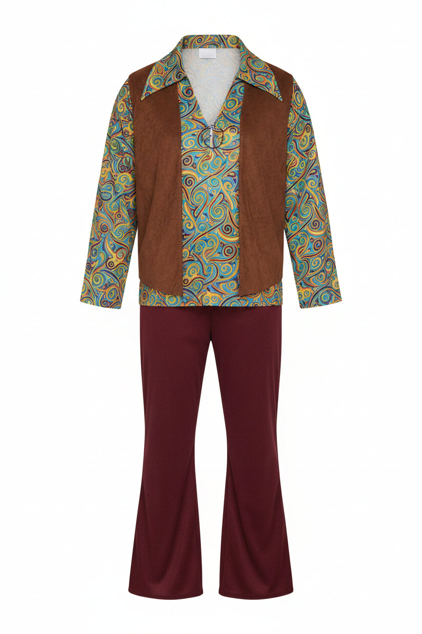 60s Groovy Guy Men's Plus Size Costume | Shirt, Vest & Pants | Plus Size 46–52