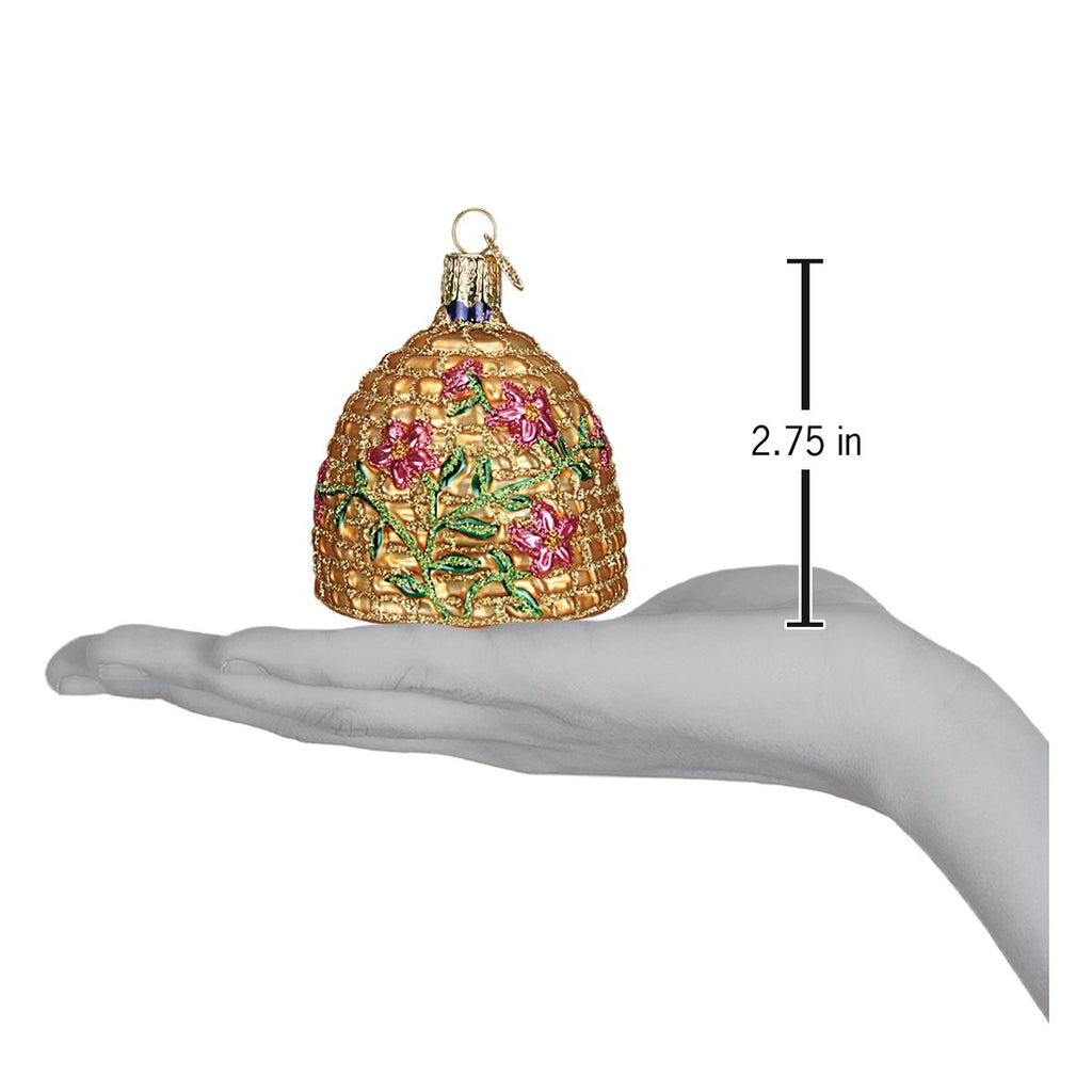 Bee Skep Christmas Ornament | Old World Christmas Glass Bee Hive Beekeeper Honey Bee Lover Diligence Teamwork Keepsake Holiday Gift
