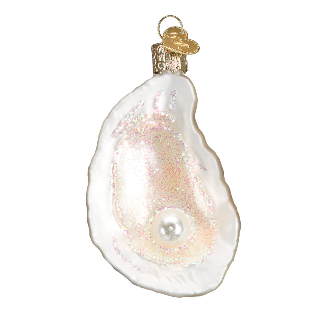 Oyster with Pearl Christmas Ornament | Old World Christmas Glass Pearl Ocean Lover Jewelry Rare Beauty Symbolic Keepsake Holiday Gift