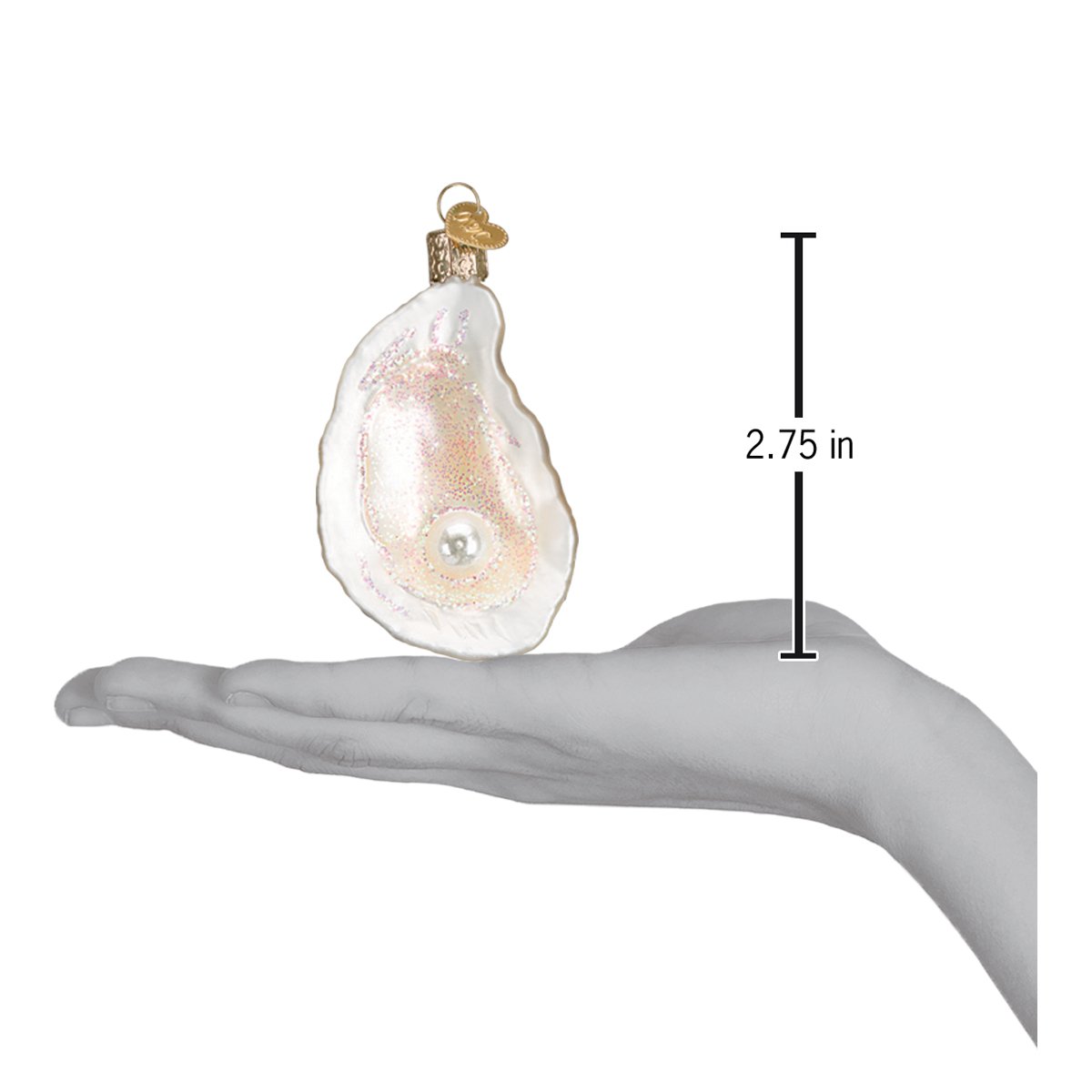 Oyster with Pearl Christmas Ornament | Old World Christmas Glass Pearl Ocean Lover Jewelry Rare Beauty Symbolic Keepsake Holiday Gift