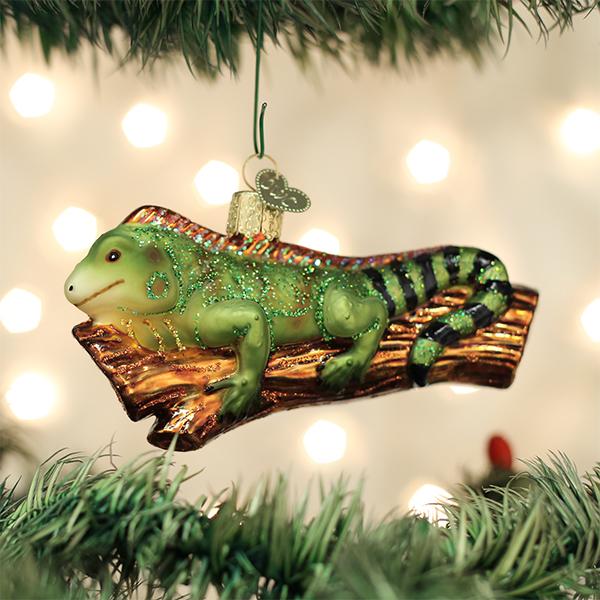 Iguana Christmas Ornament | Old World Christmas Glass Reptile Pet Lover Keepsake Gift