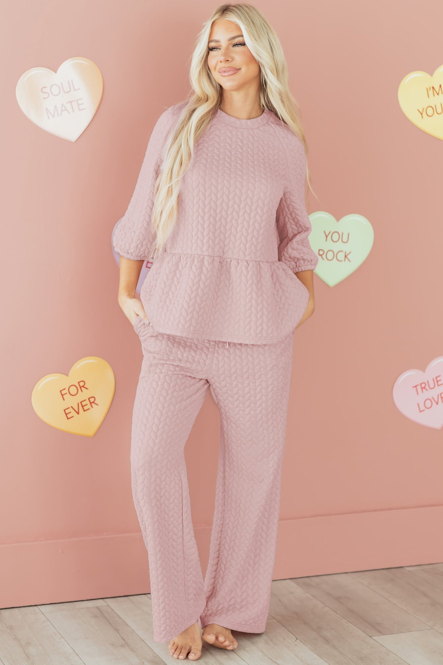 Makenna Texture Ruffle Hem Set