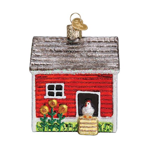 Chicken Coop Christmas Ornament | Old World Christmas Glass Backyard Chicken Keepsake Gift