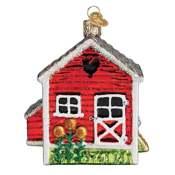 Chicken Coop Christmas Ornament | Old World Christmas Glass Backyard Chicken Keepsake Gift