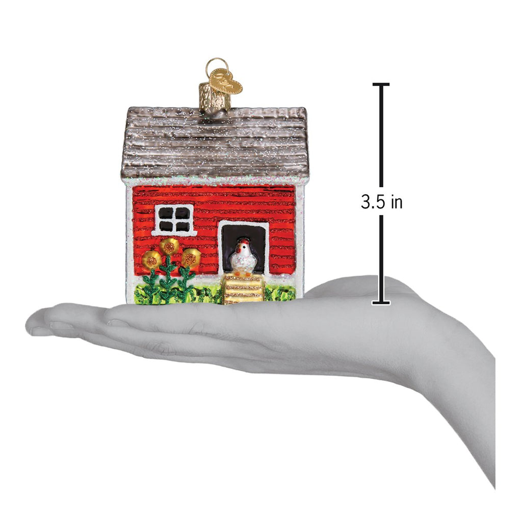 Chicken Coop Christmas Ornament | Old World Christmas Glass Backyard Chicken Keepsake Gift
